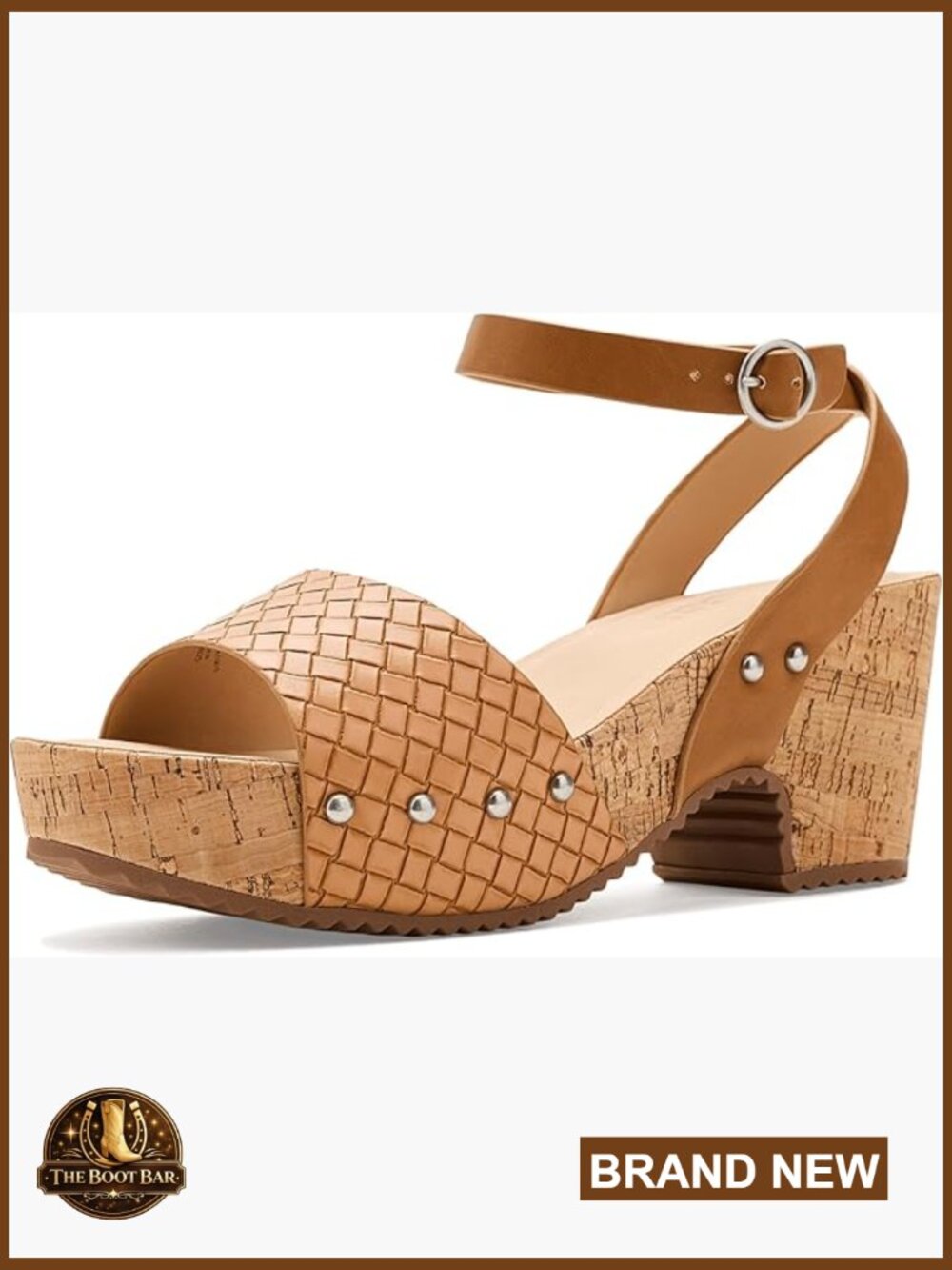 Woven Open Toe Platform Heels with Buckle Closure